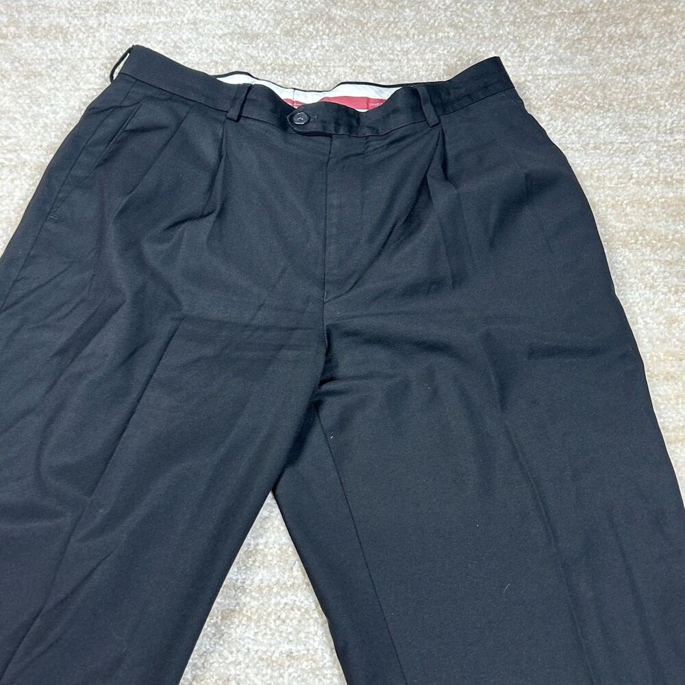 Louis Raphael Dress Pants Mens 33 30 Black Pleated Front Rosso Red Trousers